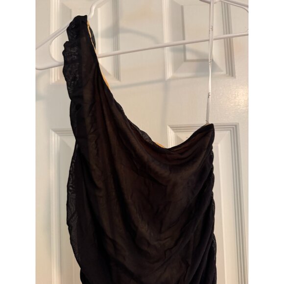Lulus Black Ruched One-shoulder Bodycon Dress - Size L - Picture 4 of 7